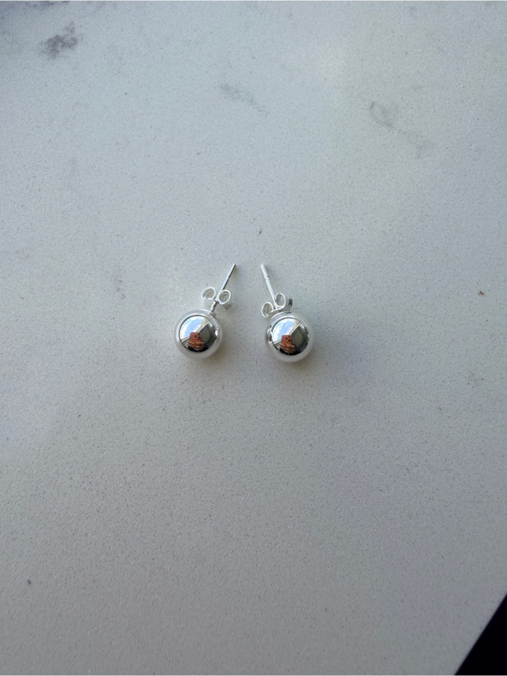 Polished Silver Ball Stud Earrings - Minimalist Everyday